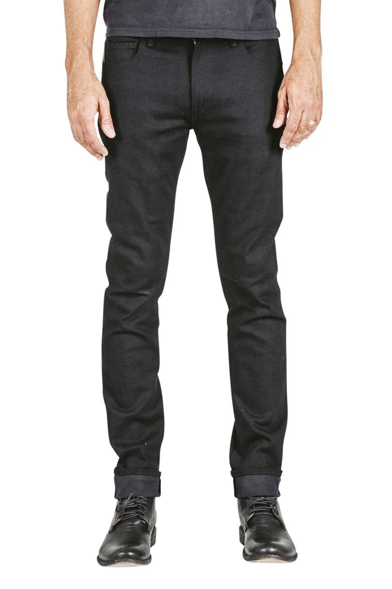 The Needle Slim 10.5-Ounce Stretch Selvedge Jeans, Main, color, BLACK RAW