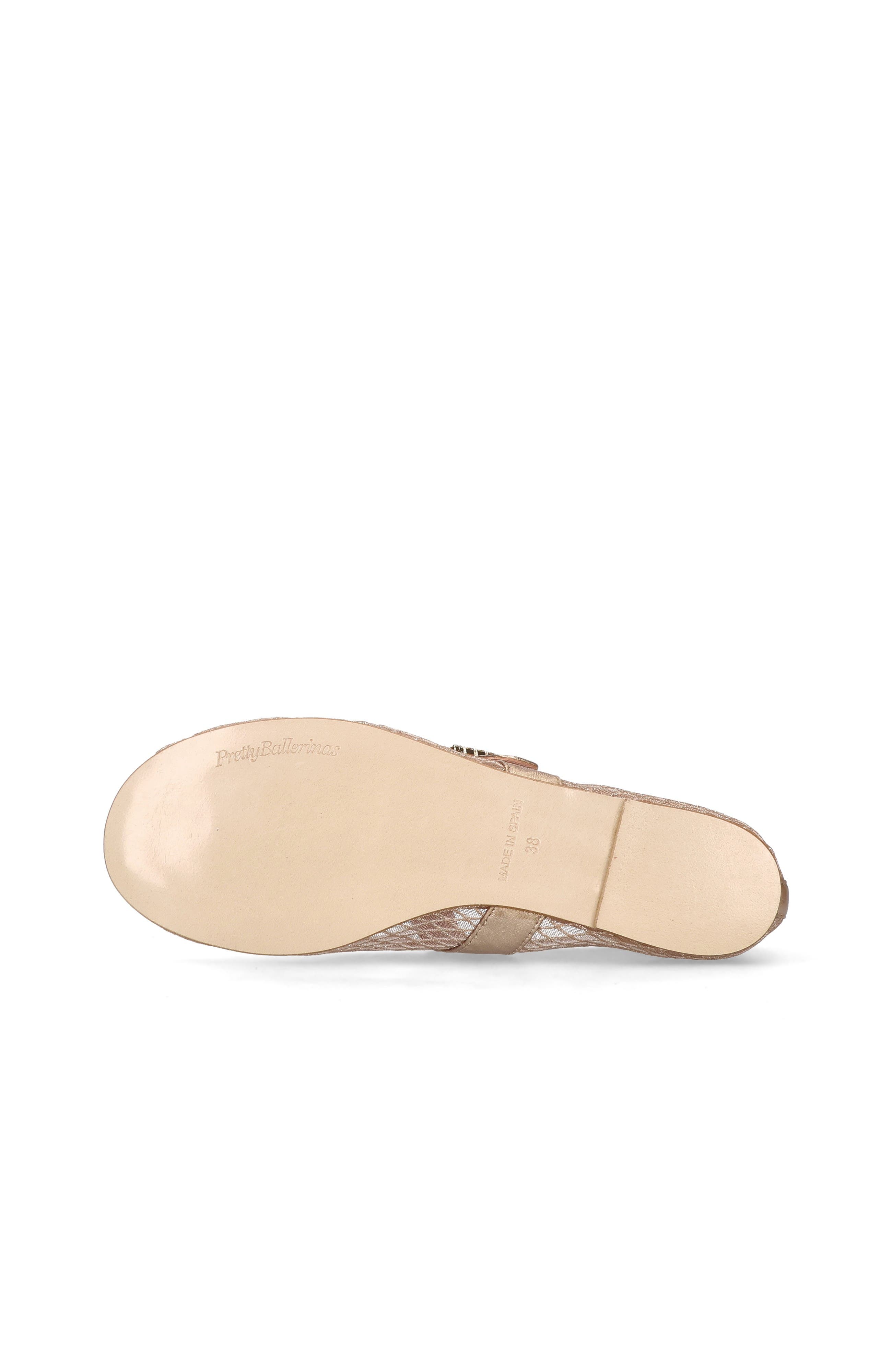 Pretty Ballerinas Metallic Mesh Crystal Buckle Ballet Flat, Alternate, color, Metallic Gold