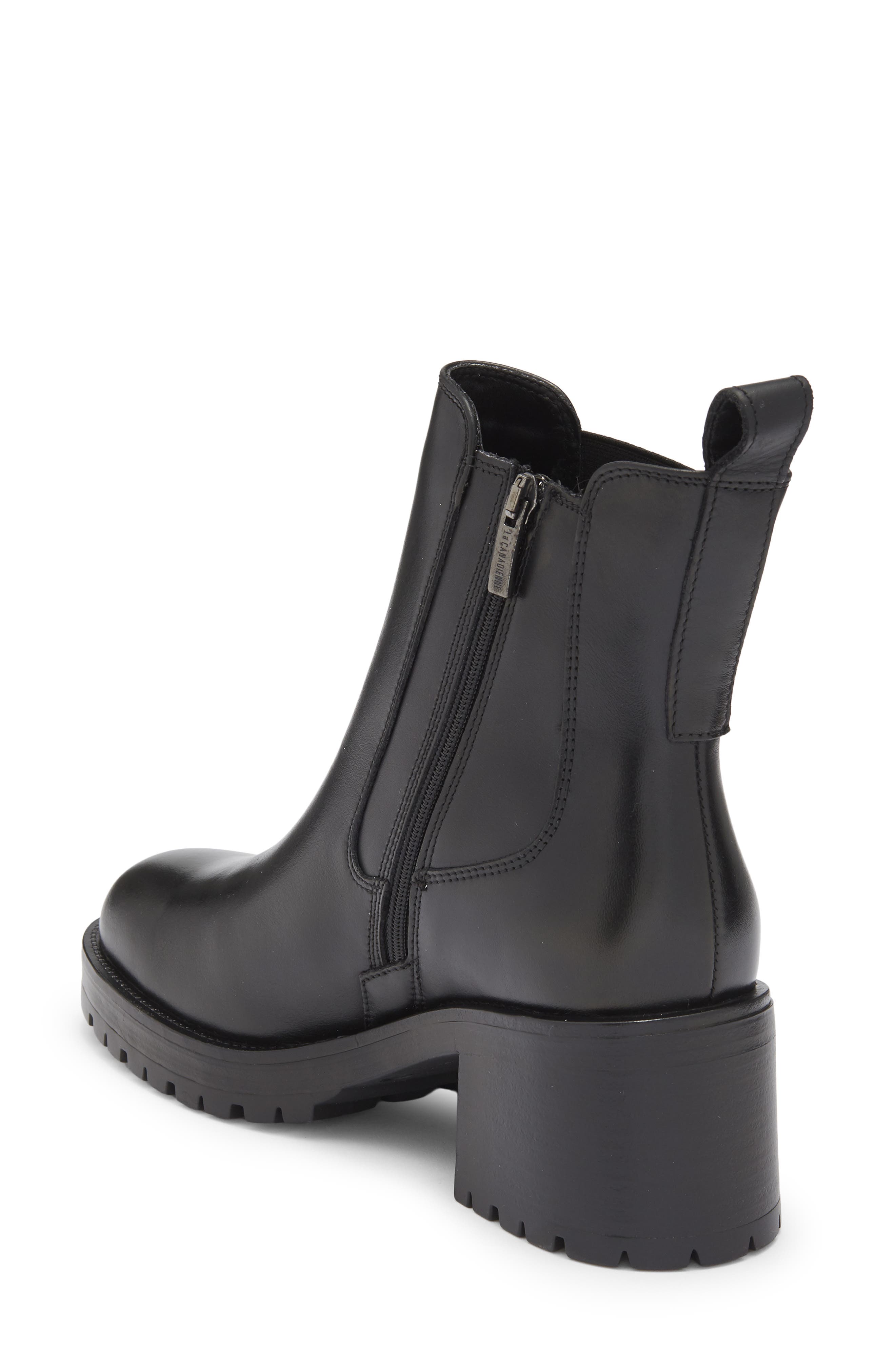 La Canadienne Wave Lug Sole Chelsea Boot, Alternate, color, Black Leather