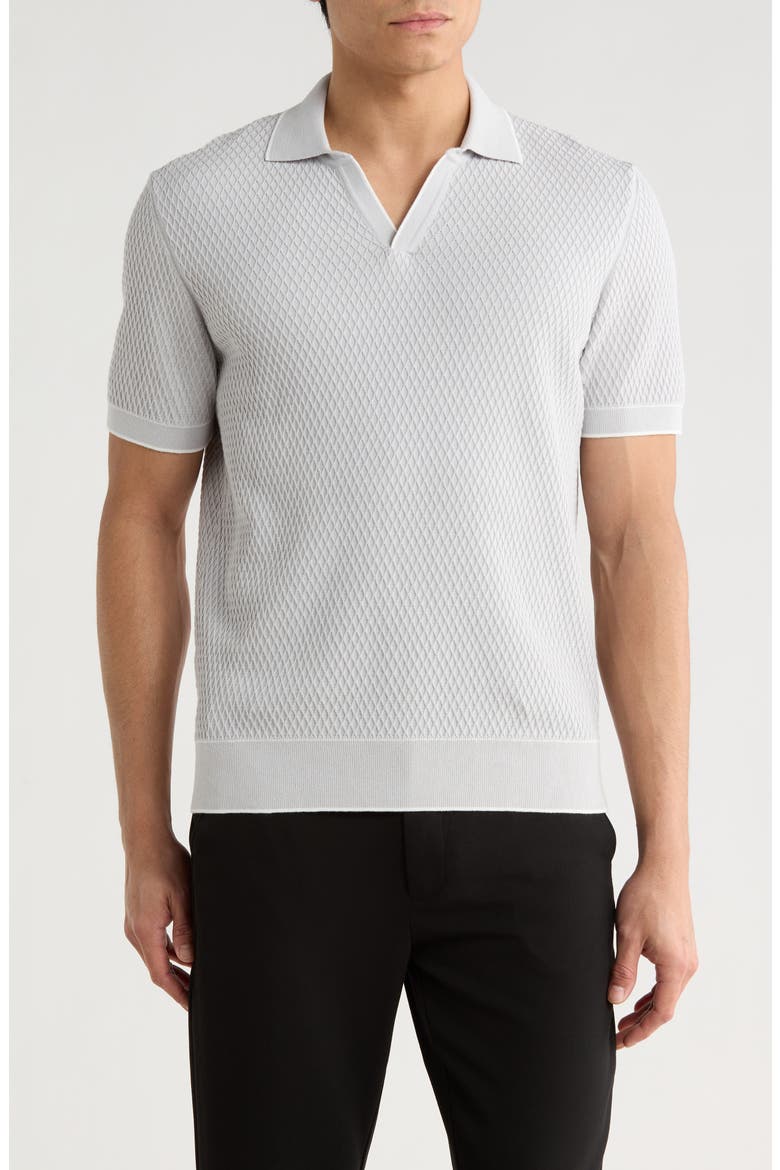Tipped Johnny Collar Polo, Main, color, PLATINUM