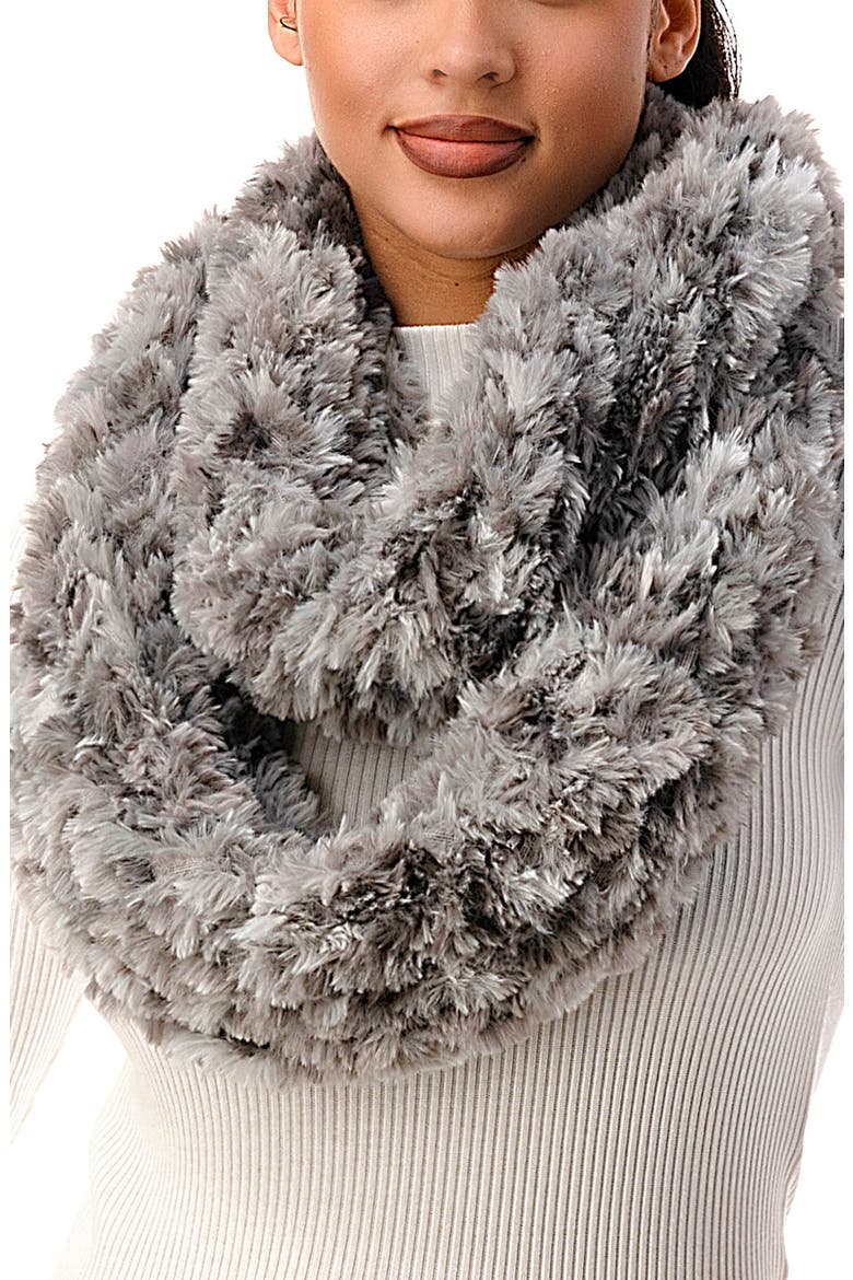 Faux Fur Stretch Infinity Scarf, Main, color, GREY