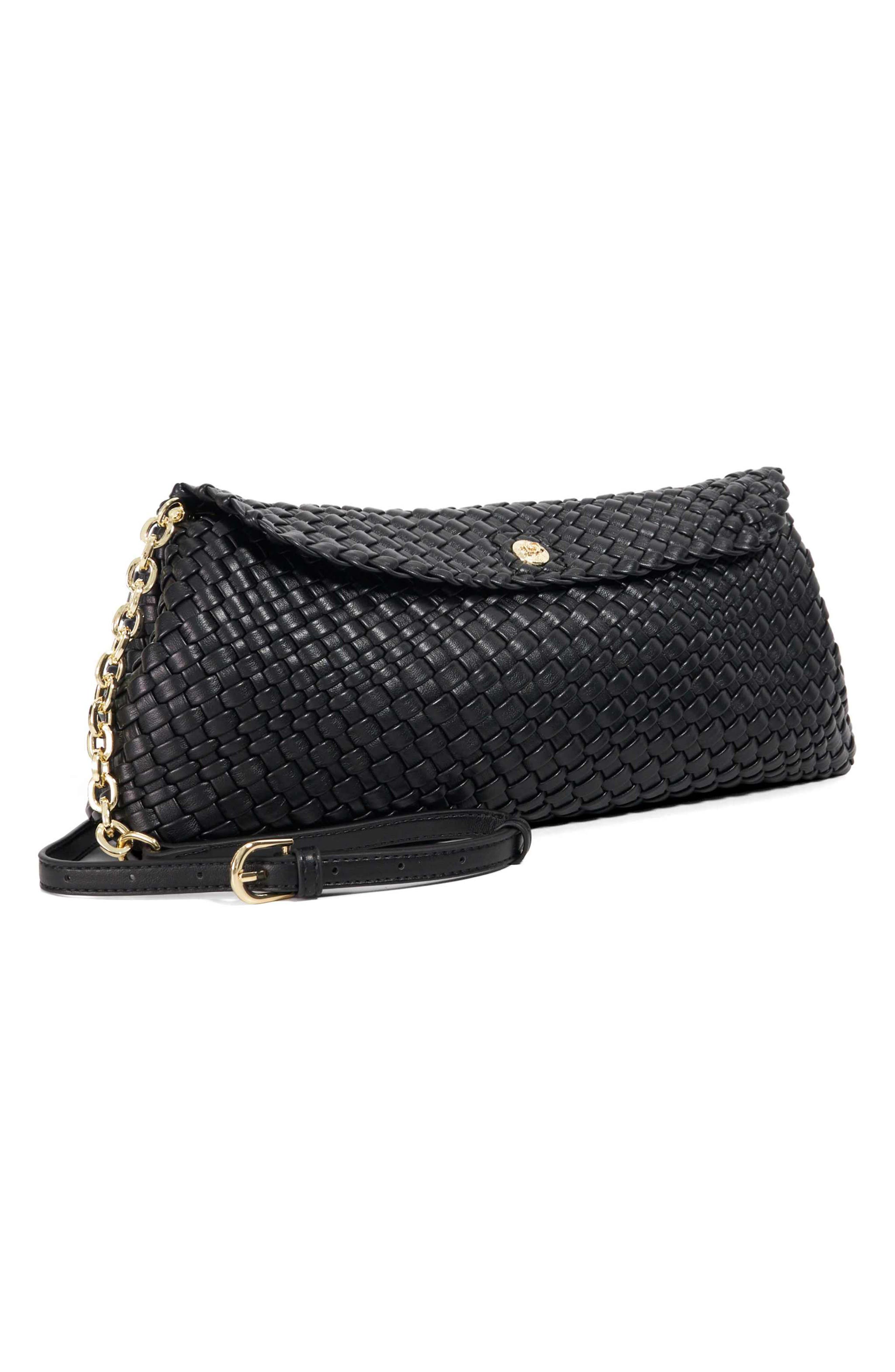 Dune London Encourage Us Woven Faux Leather Clutch, Alternate, color, Black