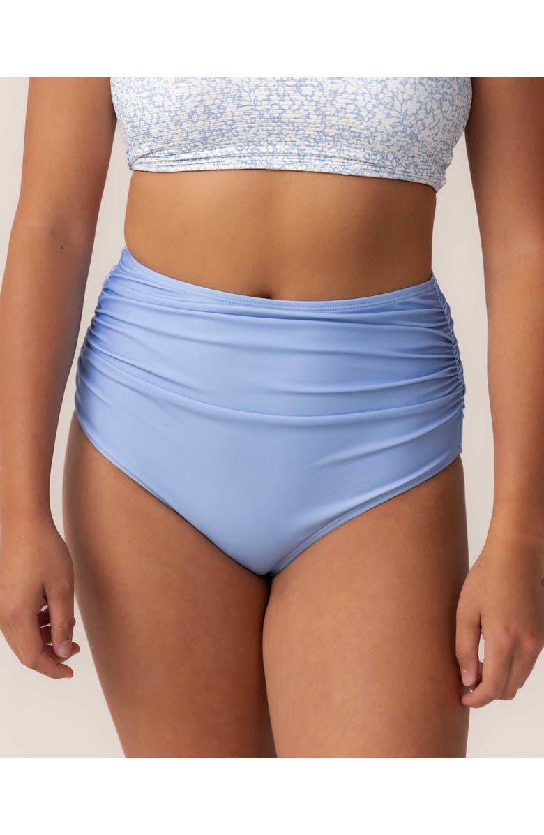 Nani Ruched High Rise Swim Bottom, Main, color, Celeste