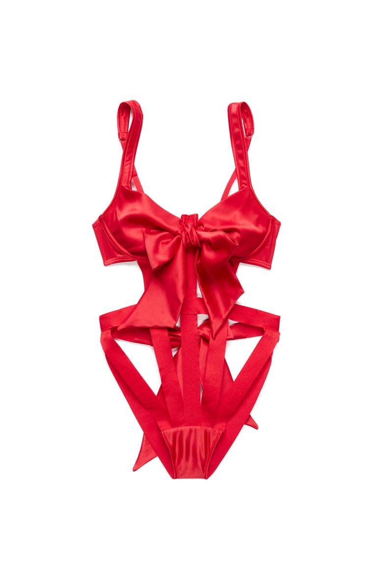 Adore Me Ivana Bodysuit Lingerie, Alternate, color, Dark Red