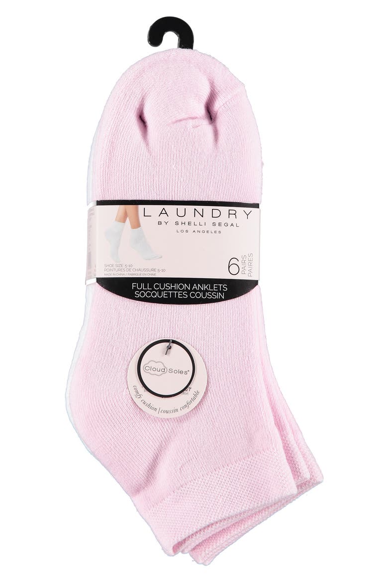 6-Pack Full Cushion Ankle Socks, Alternate, color, WHISPER PINK/ WHITE