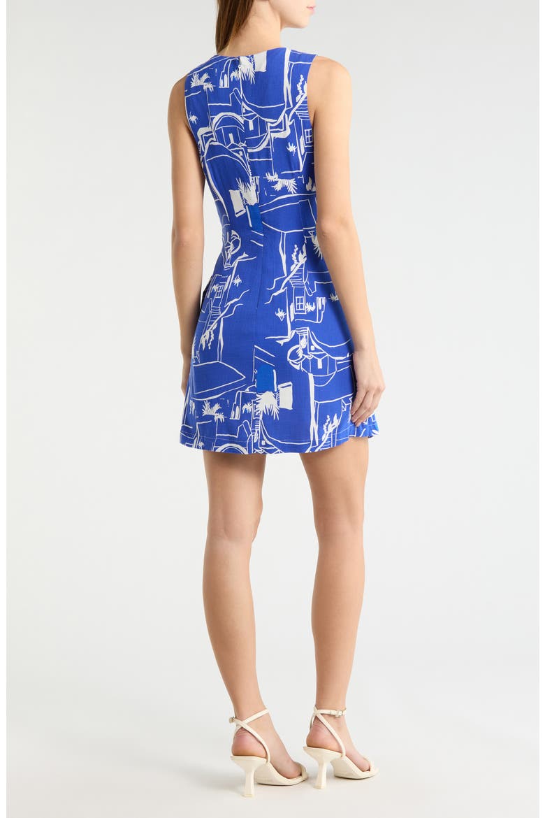 Mims Town Janis Faux Wrap Minidress, Alternate, color, WHITE-BLUE-MULTI