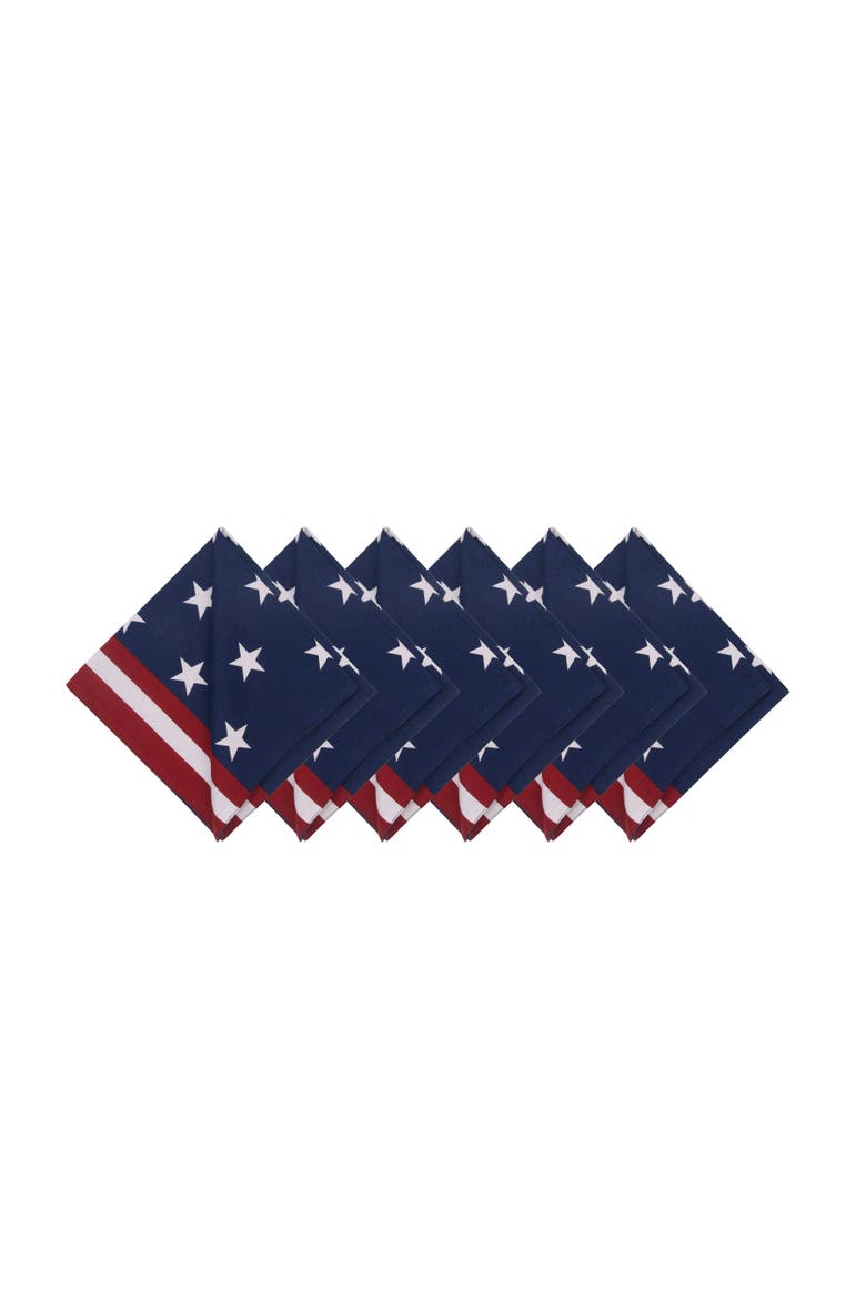 Stars & Stripes American Flag 100% Cotton Set of 6 Cloth Napkins, Main, color, Red