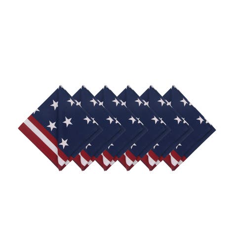 Stars & Stripes Patriotic 4th of July Graphic Print Napkins Set of 6
