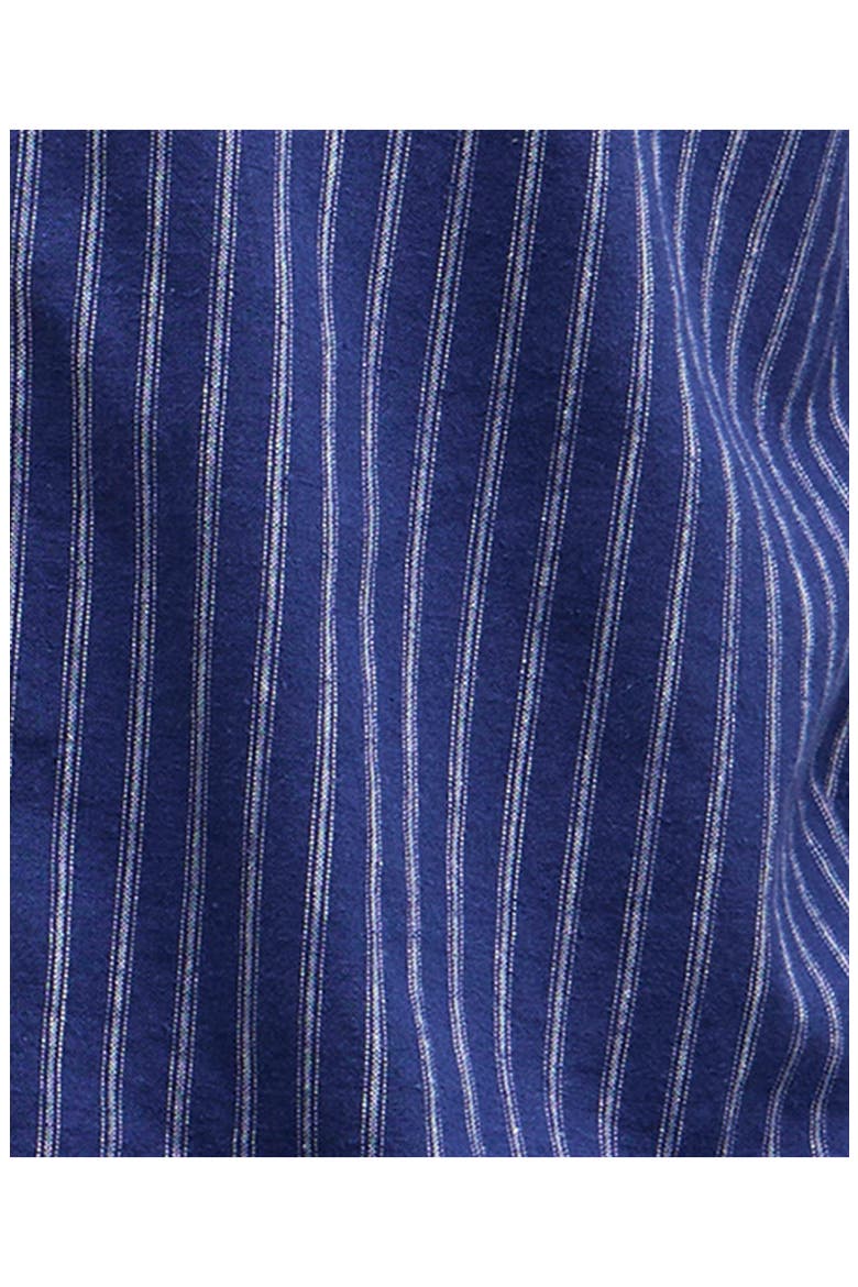 Nelson Tailored Fit Stripe Linen & Cotton Button-Down Shirt, Alternate, color, INDIGO