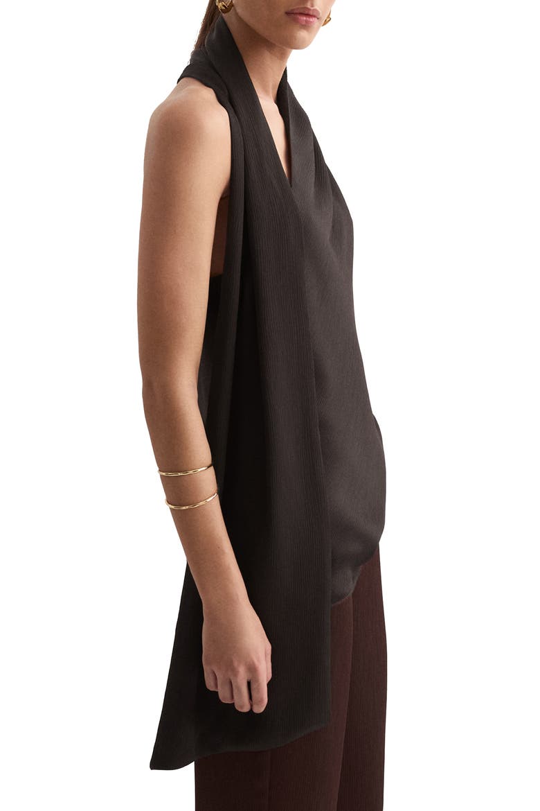 Scarf Crinkle Satin Top, Alternate, color, CHOCOLATE