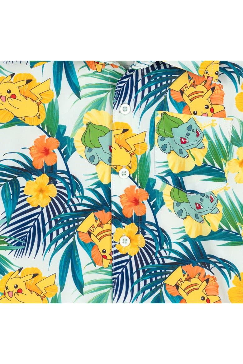 Swimwear 2-Piece Camp Shirt and Swim Trunks Set, Alternate, color, Pikachu Squirtle Green