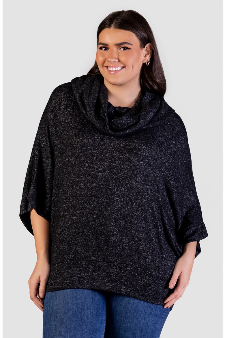 Cowl Neck Elbow Sleeve Sweater, Alternate, color, BLACK
