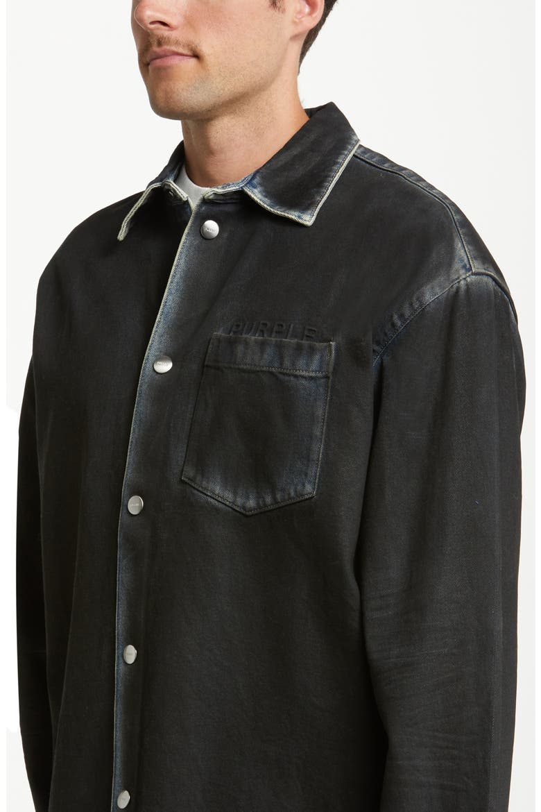 Coated Denim Shirt Jacket, Alternate, color, BLACK