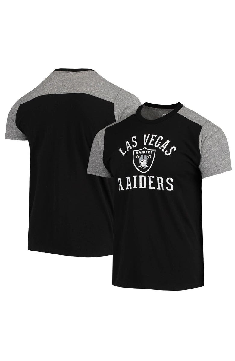 Majestic Threads Men's Majestic Threads Black/Gray Las Vegas Raiders Field Goal Slub T-Shirt, Main, color, Black