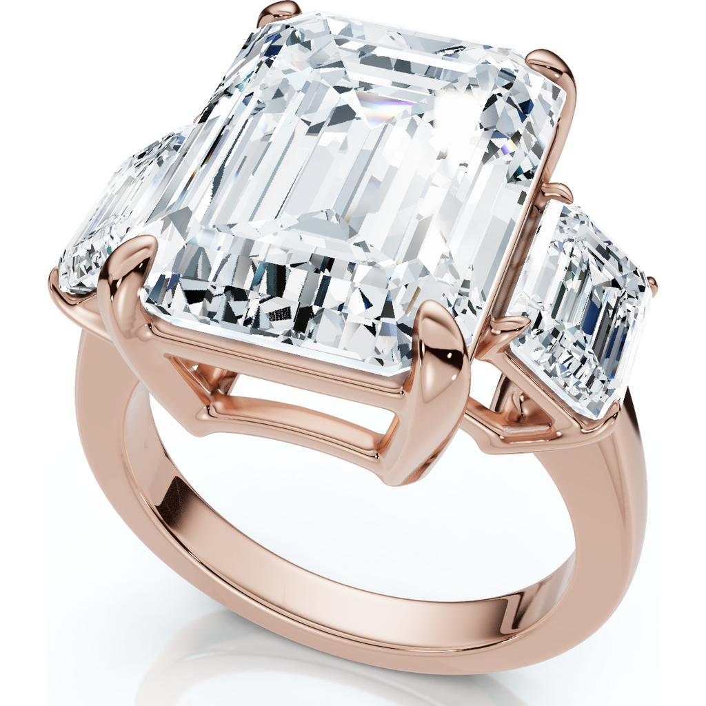 Bliss Diamond Certified 12ct Emerald Cut Diamond Engagement Ring 14k Gold/platinum Lab Grown
