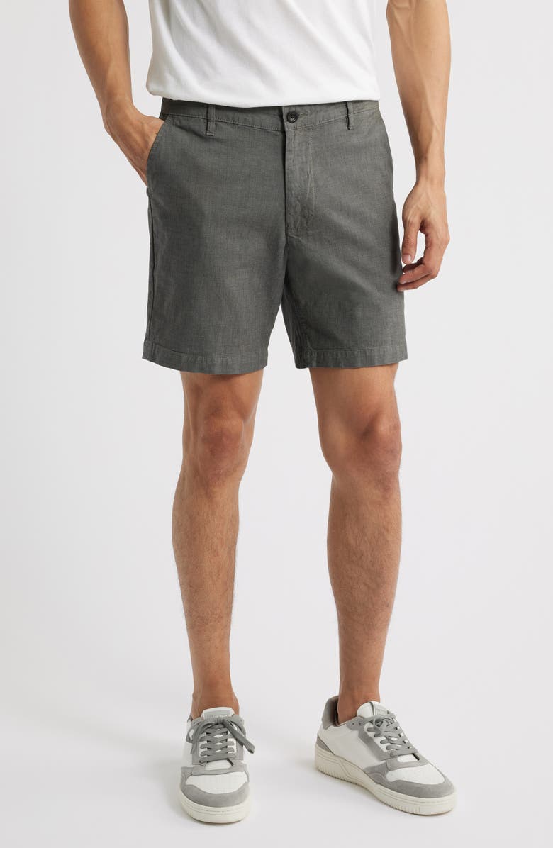 AG Cipher Slim Fit Linen & Cotton Chino Shorts, Main, color, Heathered Storm Grey