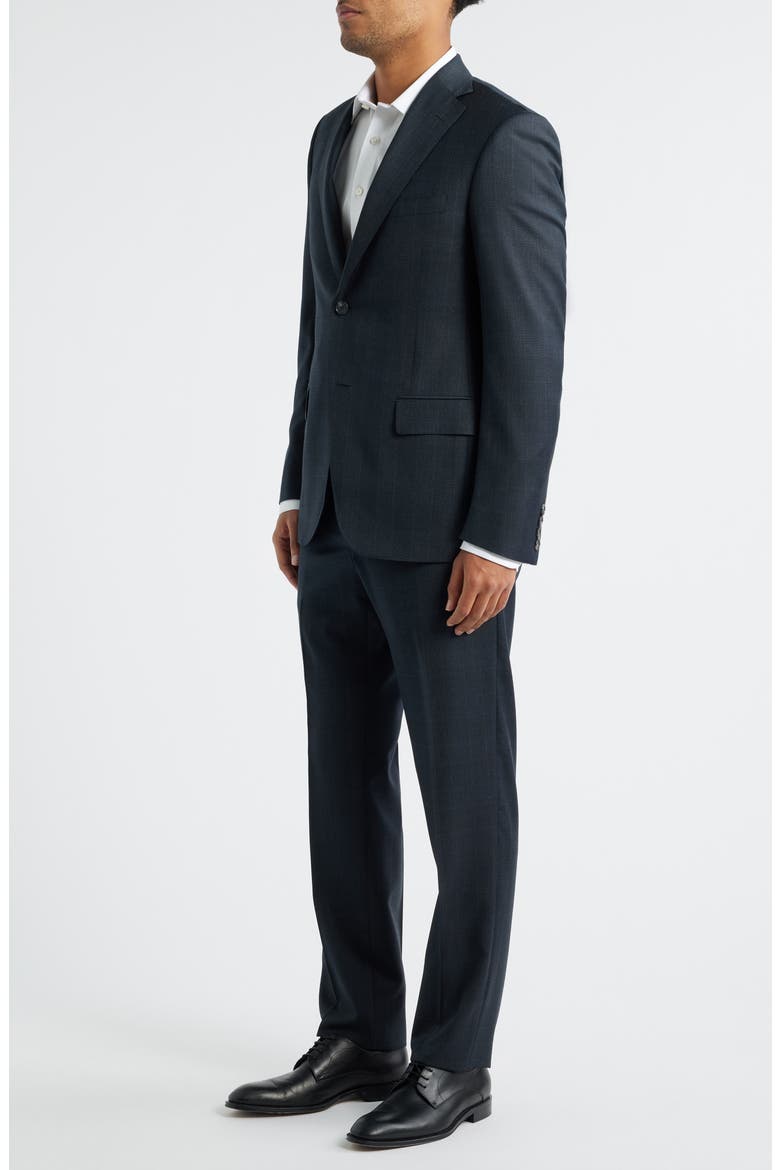 Milano Regular Fit Charcoal Grey Plaid Super 130s Wool Twill Suit, Alternate, color, CHARCOAL
