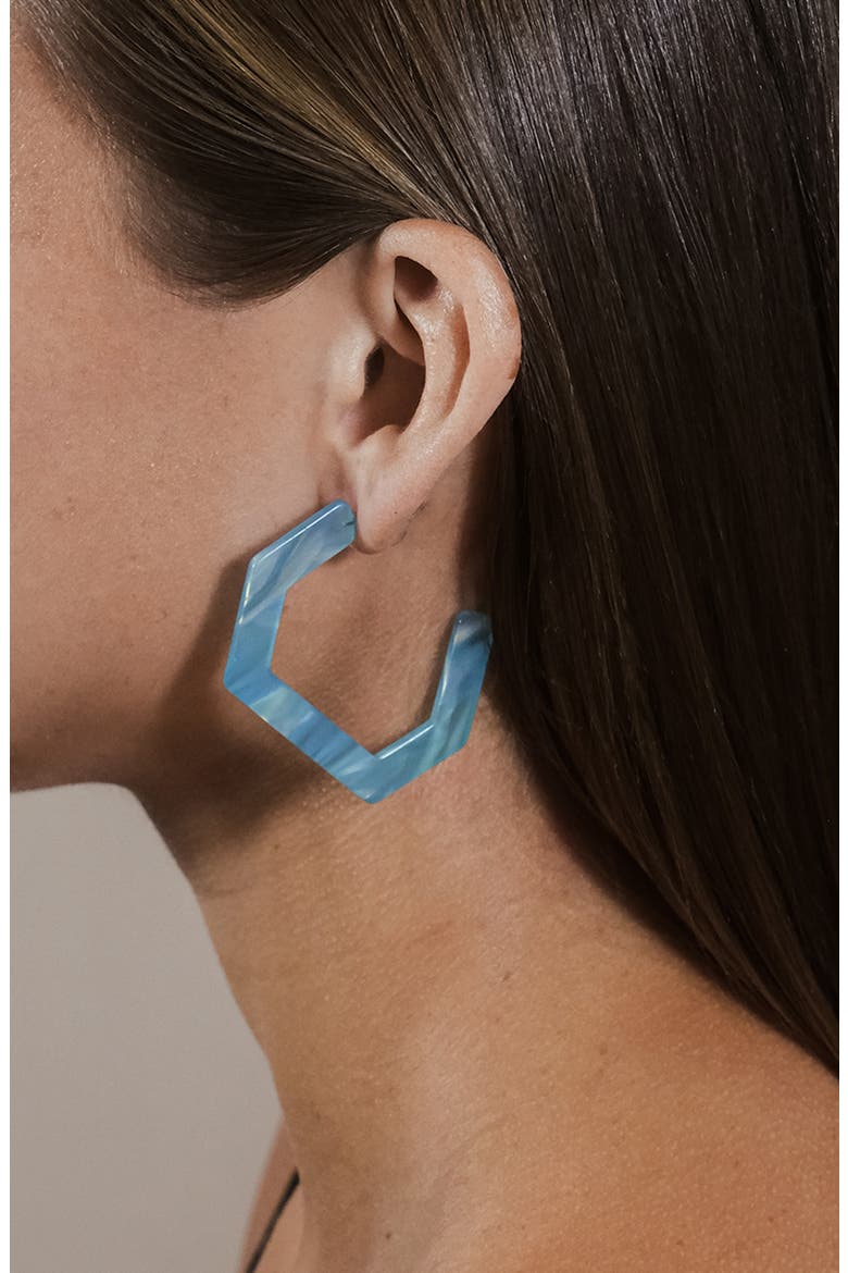 Open Geometric Hoop Earrings, Alternate, color, SEA GLASS