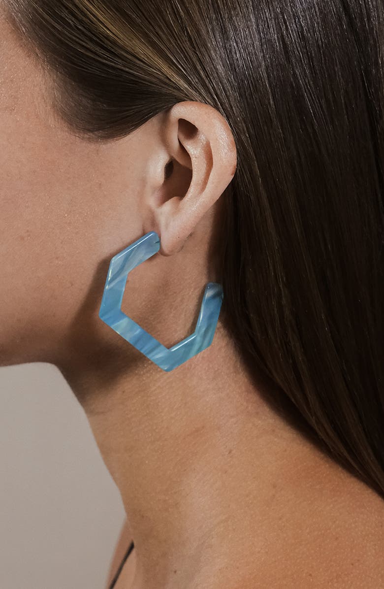 Sterling Forever Open Geometric Hoop Earrings, Alternate, color, Sea Glass