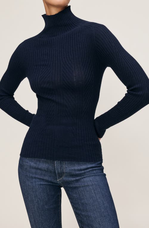 Dl1961 Turtleneck Cotton & Cashmere Rib Sweater In Blue