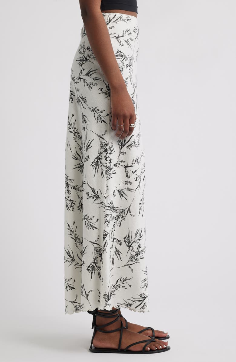 Treasure & Bond Scalloped Hem Linen Blend Maxi Skirt, Alternate, color, Ivory- Black Vineyard