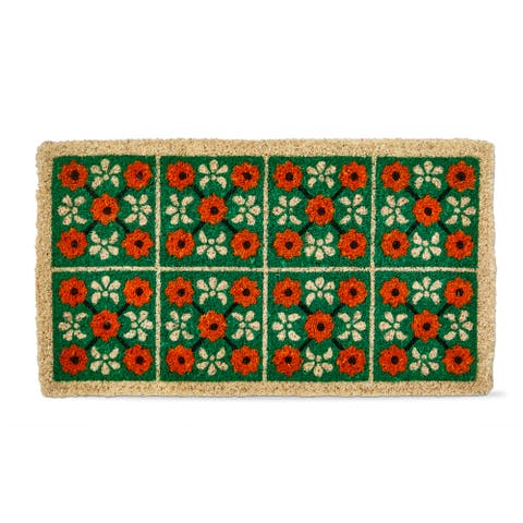 Floral Tiles Coir Mat Multi Coir Everyday