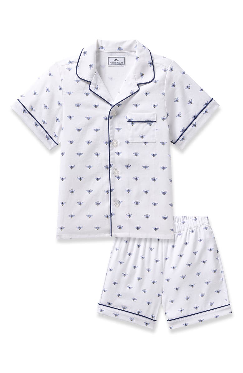 Petite Plume Kids' Bee Print Two-Piece Short Pajamas, Main, color, 