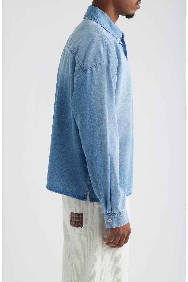 Denim Button-Down Shirt, Alternate, color, LIGHT INDIGO