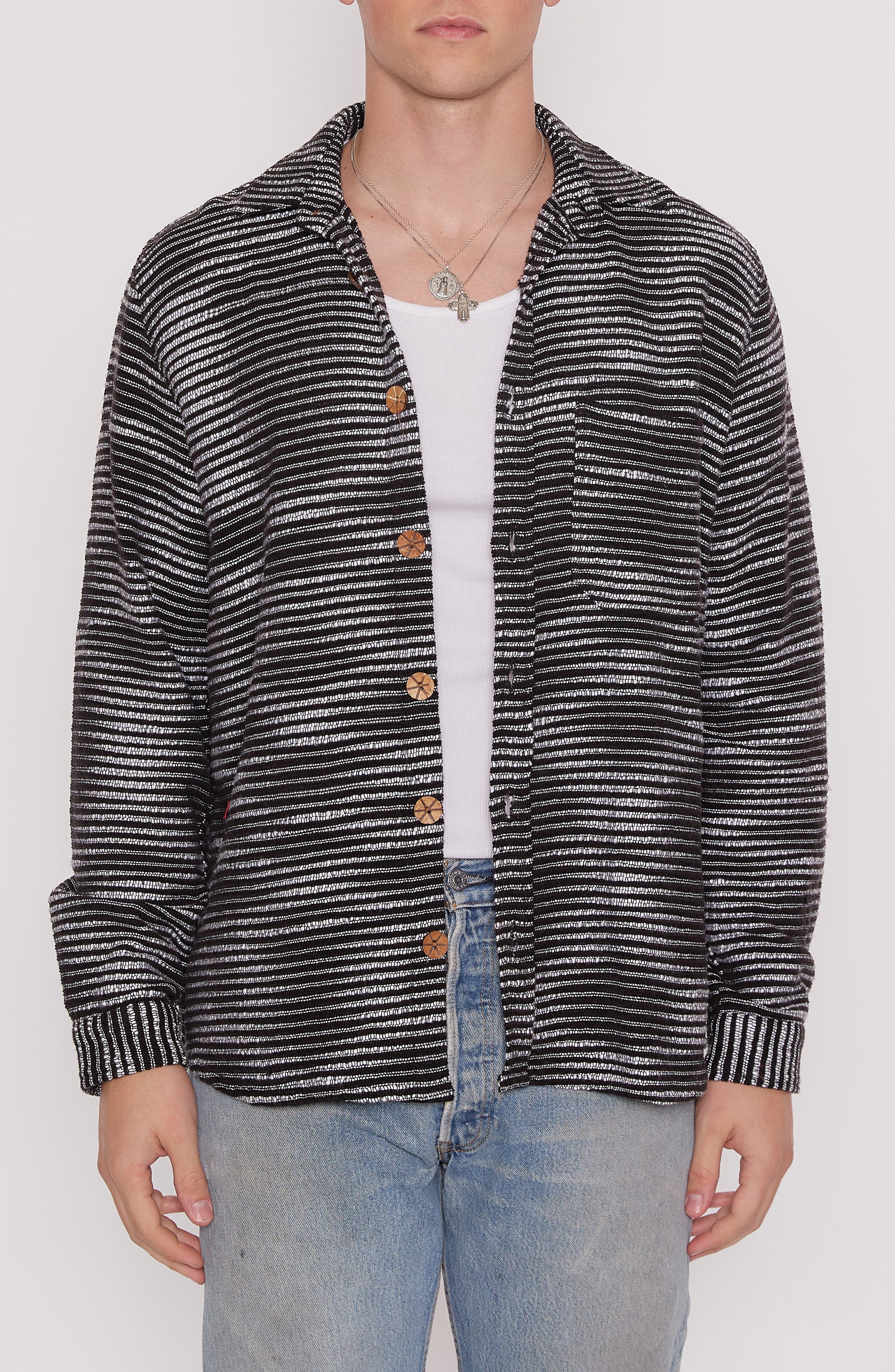 Raga Man Jacquard Stripe Shacket
