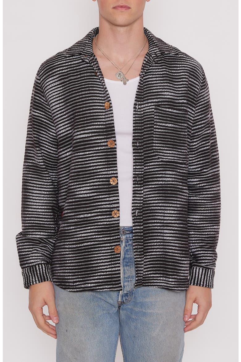 Jacquard Stripe Shacket, Main, color, BLACK/ WHITE