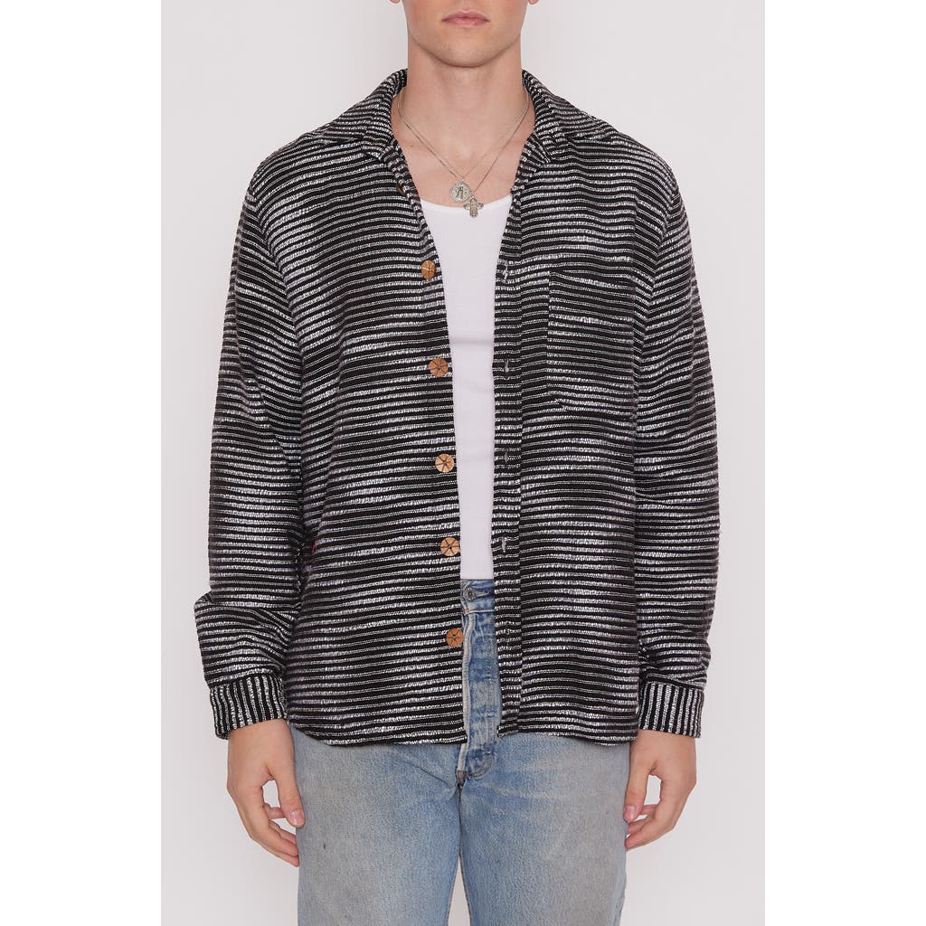 Raga Man Jacquard Stripe Shacket In Multi