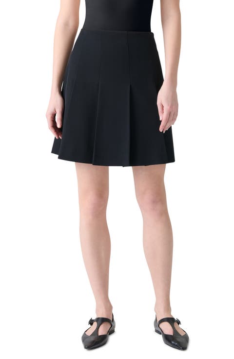 Pleated Virgin Wool Twill Miniskirt