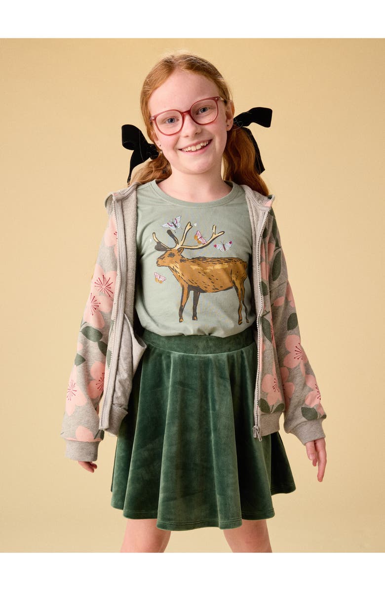 Tea Collection Velour Twirl Skirt, Alternate, color, Pineneedle