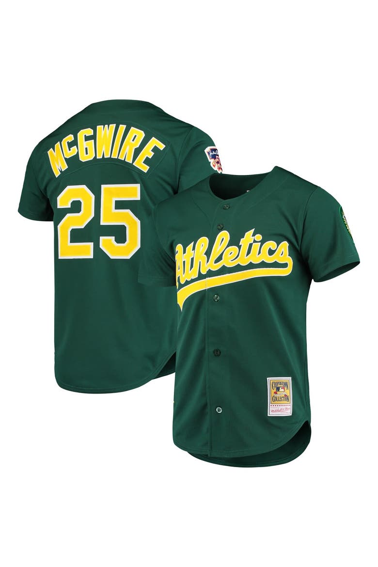 Men's Mitchell & Ness Mark McGwire Green Oakland Athletics 1997 Cooperstown Collection Authentic Jersey, Main, color, Green