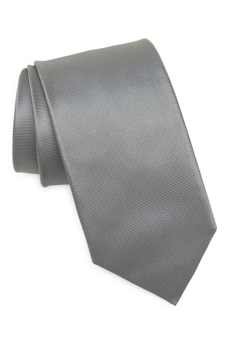 Silk Twill Tie, Main, color, NICKEL
