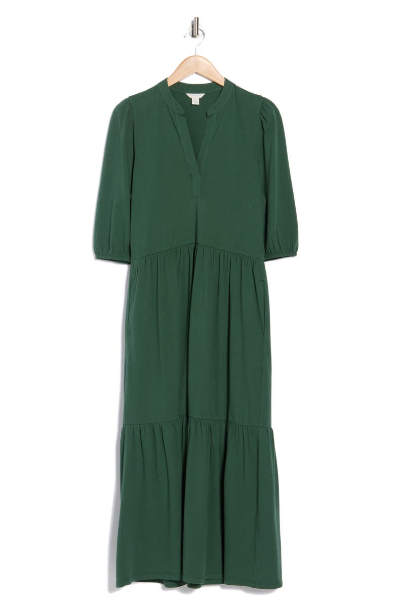 Caslon<sup>®</sup> Three-Quarter Sleeve Knit Midi Dress, Alternate, color, Green Pinecone