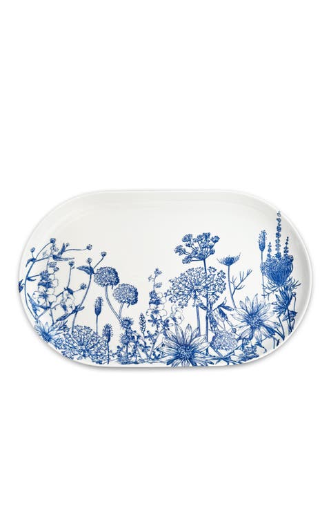 Summer Blues Large Coupe Oval Platter - Porcelain