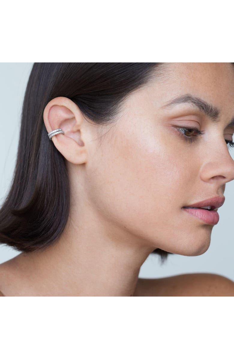 Outofoffice Double Pavé Ear Silver Cuff, Alternate, color, Silver