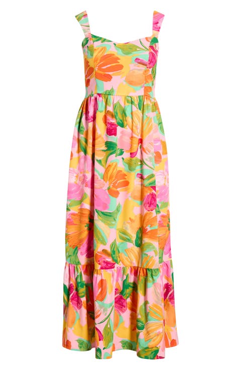 Jovana Floral Smocked Tie Shoulder Maxi Dress