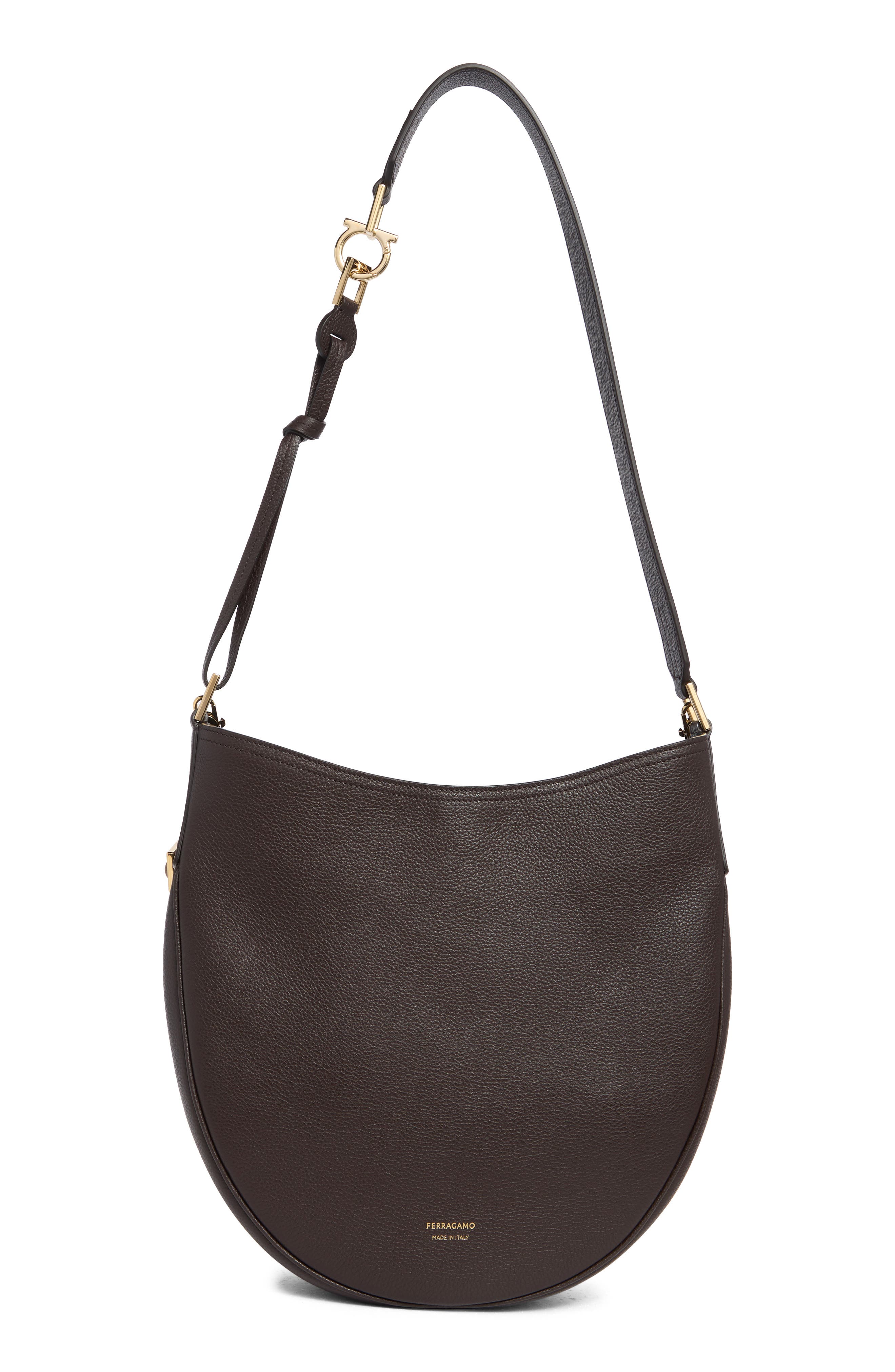 FERRAGAMO Medium Smile Leather Hobo Bag, Main, color, 