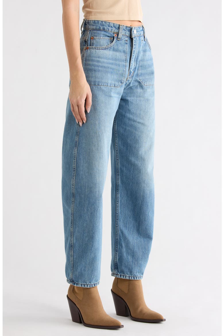 The Rewind Reversible High Waist Crop Barrel Leg Jeans, Alternate, color, THUNDERSTRUCK