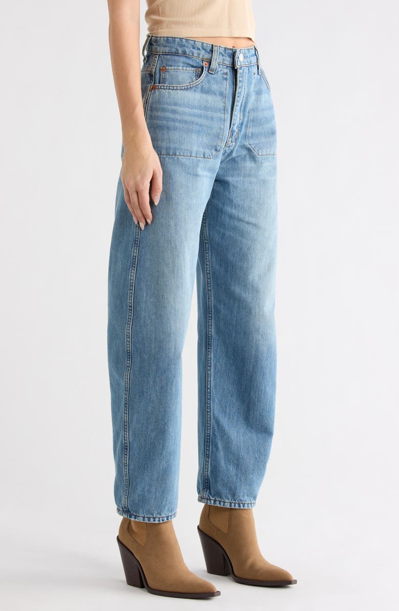 Re/Done The Rewind High Waist Crop Barrel Leg Jeans, Alternate, color, Thunderstruck