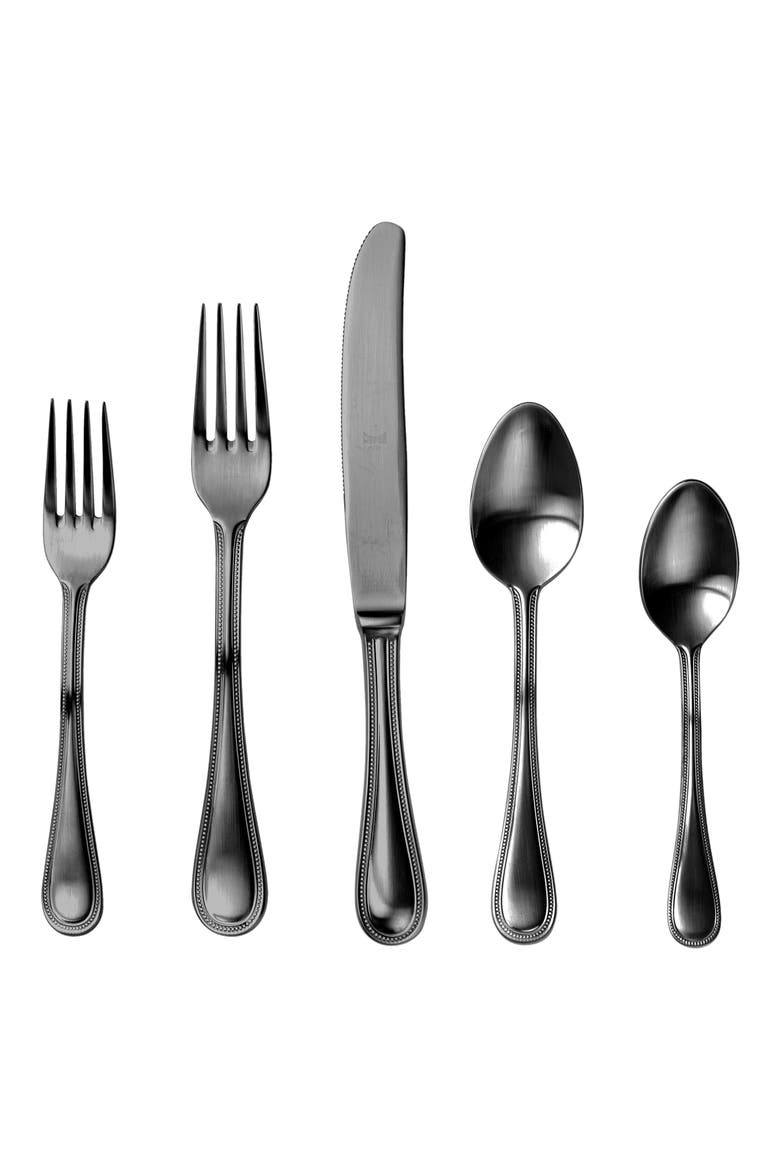 Perla Ice 5-Piece Place Setting, Main, color, BLACK