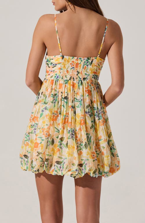 Astr The Label Floral Bubble Hem Minidress In Orange Multi Floral