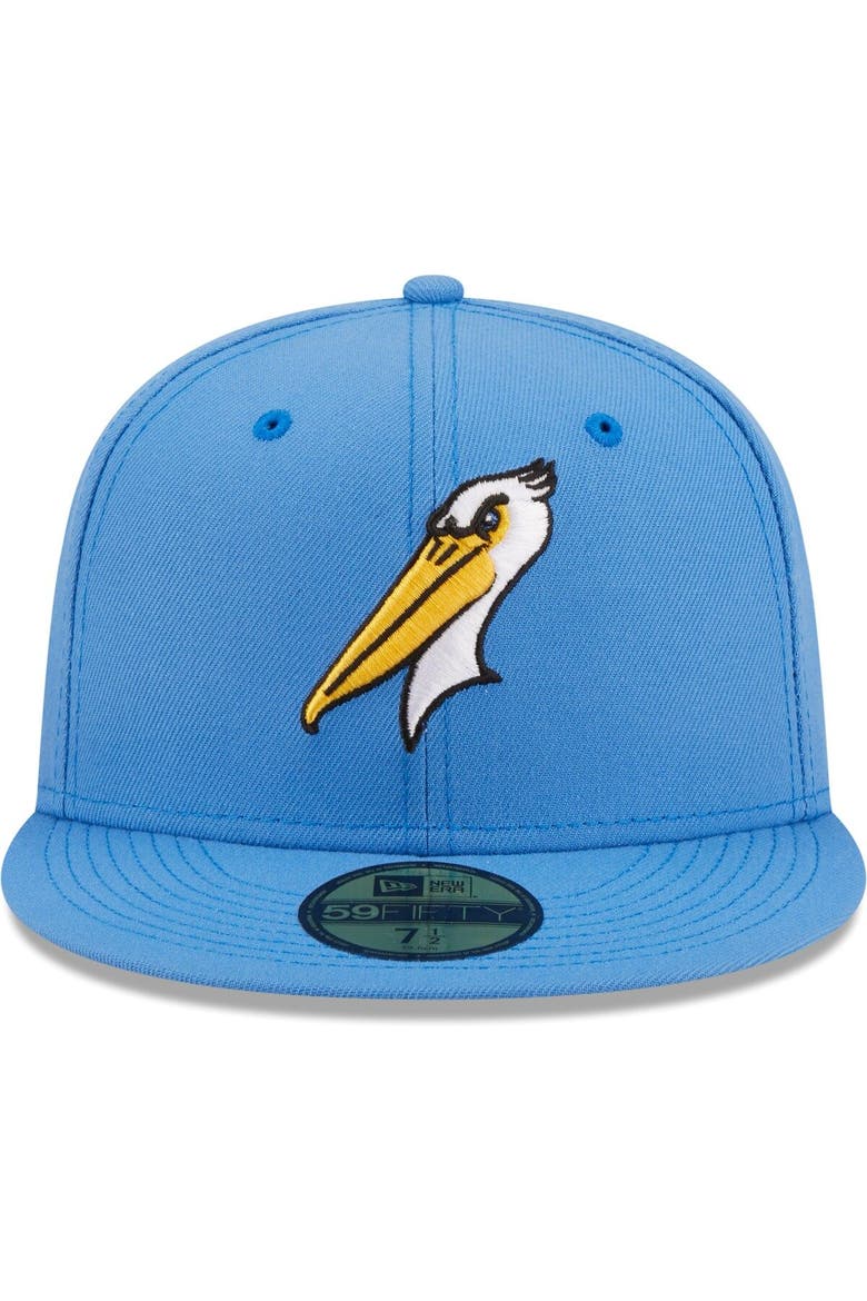 Men's New Era Light Blue Myrtle Beach Pelicans Authentic Collection 59FIFTY Fitted Hat, Alternate, color, Light Blue