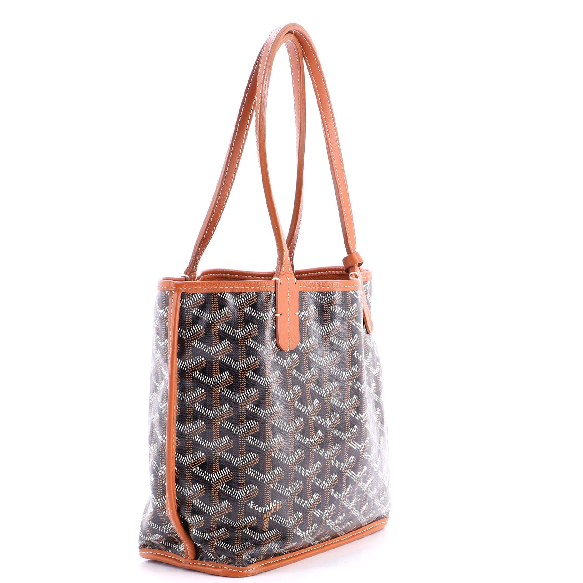 Pre-Owned Goyard Anjou Reversible Tote Coated Canvas Mini, Alternate, color, Brown