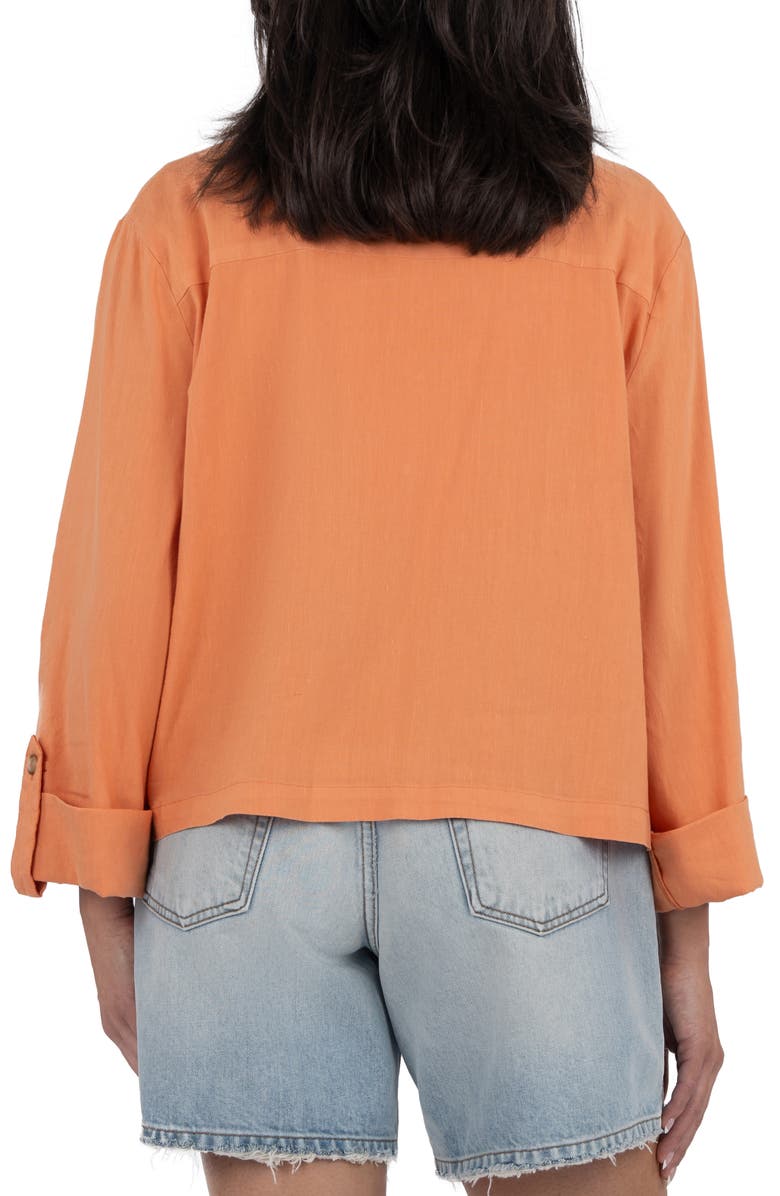 KUT from the Kloth Karie Open Front Linen Blend Jacket, Alternate, color, Sunkist
