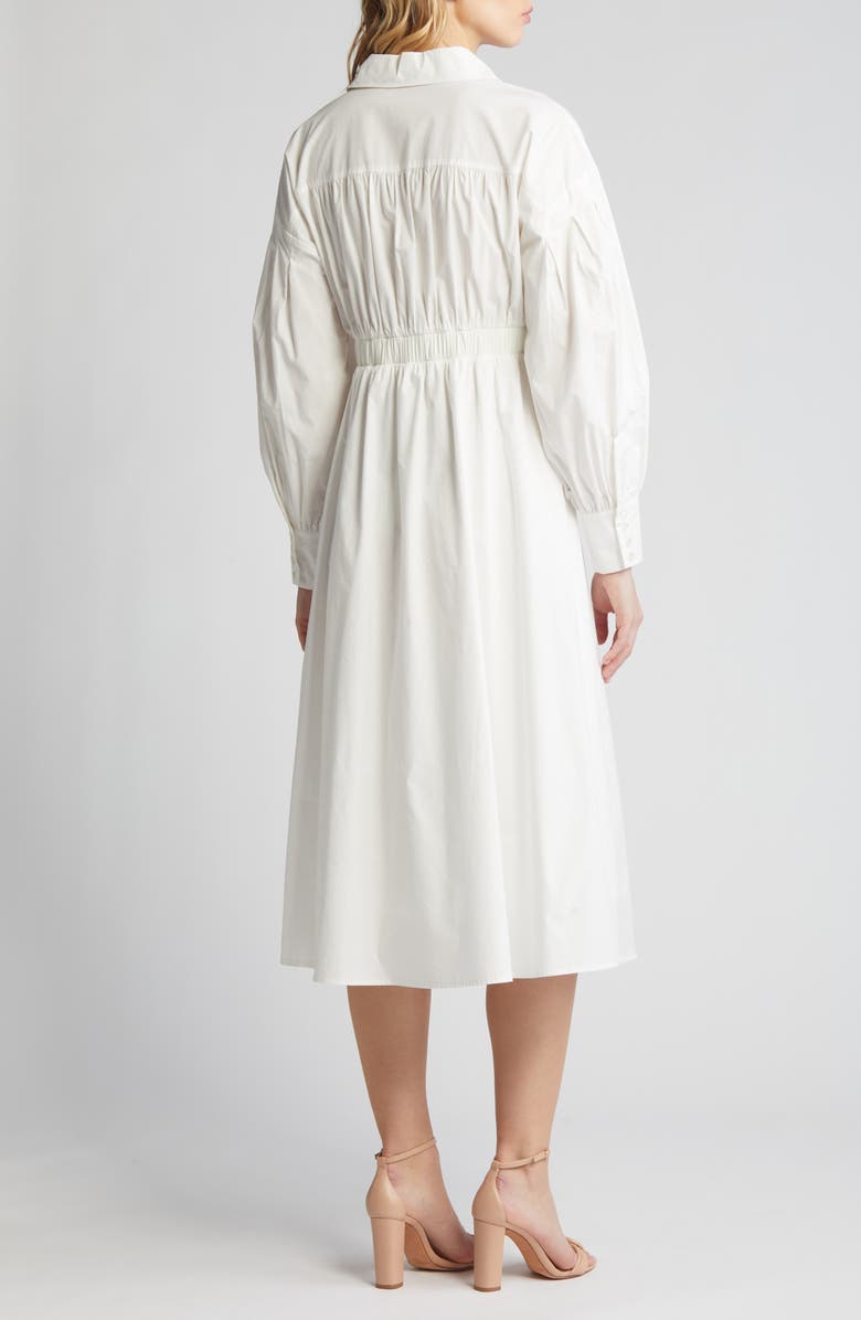ZOE AND CLAIRE Tie Waist Long Sleeve Cotton Shirtdress, Alternate, color, 