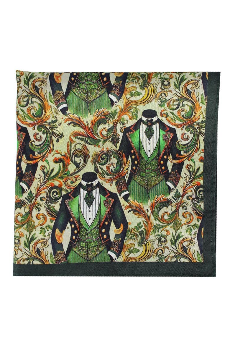 Shall We Dance Silk Novelty 12x12 Pocket Square, Alternate, color, Green