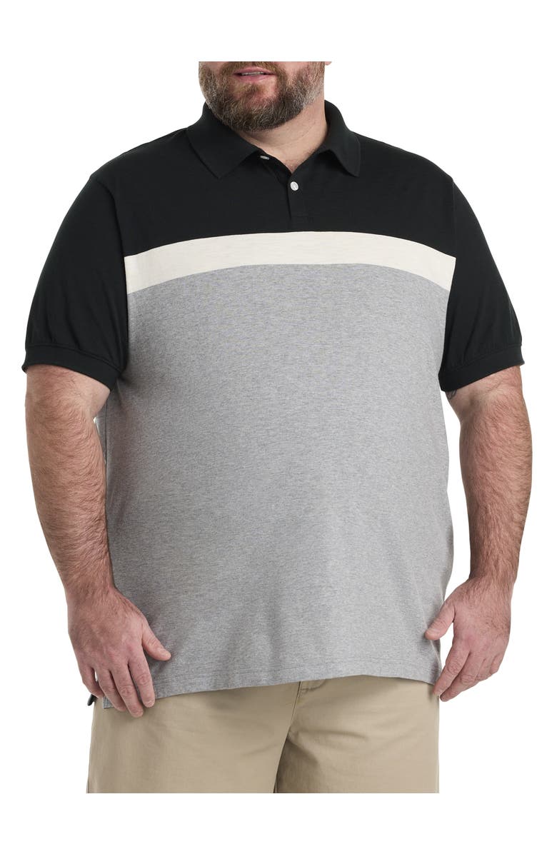 Harbor Bay by DXL Big & Tall Colorblock Striped Polo Shirt, Main, color, 